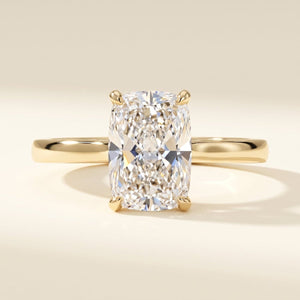 Elongated Cushion lab-grown diamond solitaire engagement ring, Yellow Gold, studio hero
