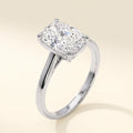 Elongated Cushion lab-grown diamond solitaire engagement ring, White Gold, studio hero
