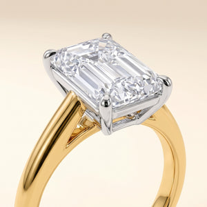 COLETTE emerald lab-grown diamond ring in 10K two-tone gold, setting close-up, approx. 1 ct center