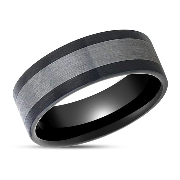 ENDAST | Black Ceramic, Tungsten Inlay, Brushed, Flat - Rings - Aydins Jewelry - 2