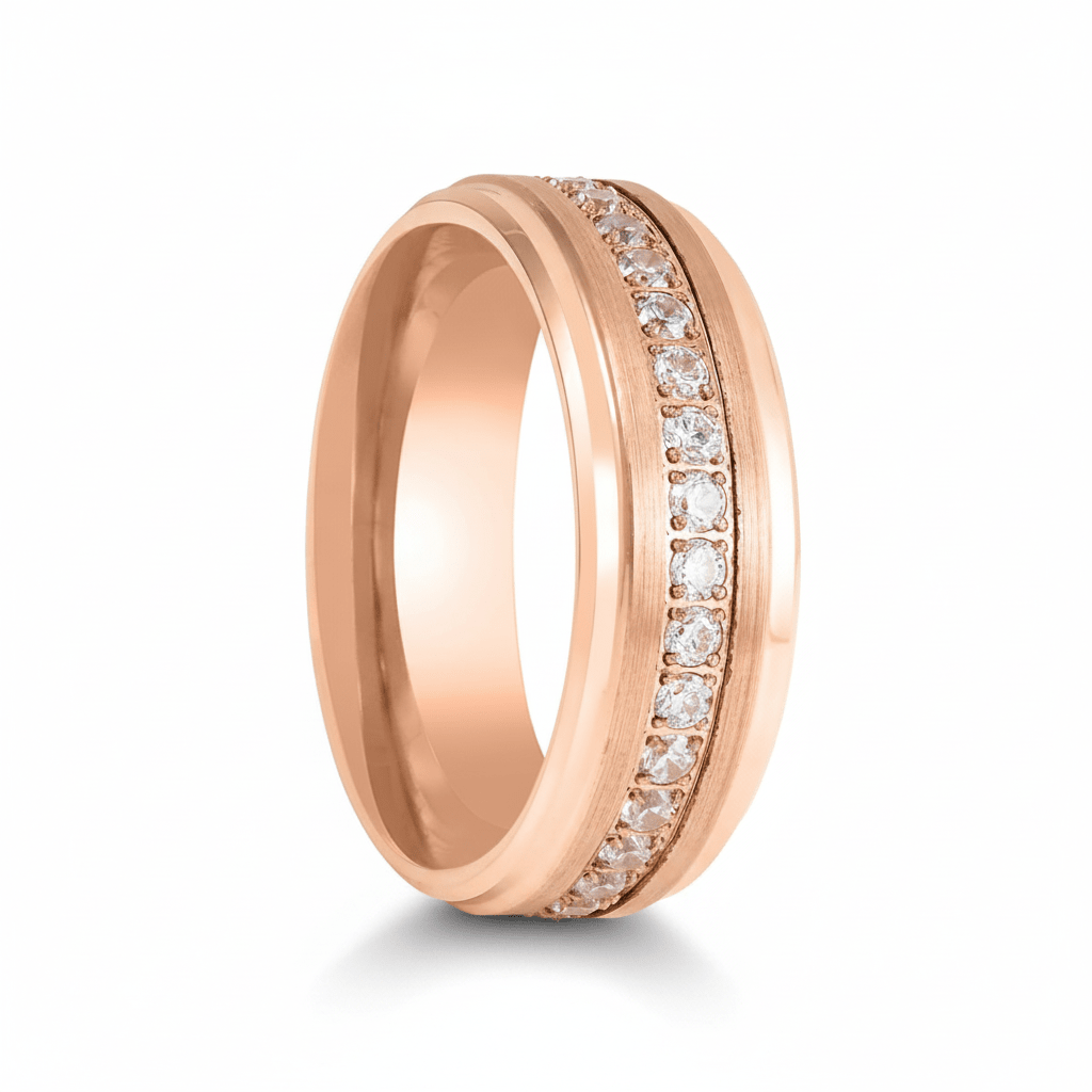 ENER — Hero product shot — men's tungsten wedding ring.
