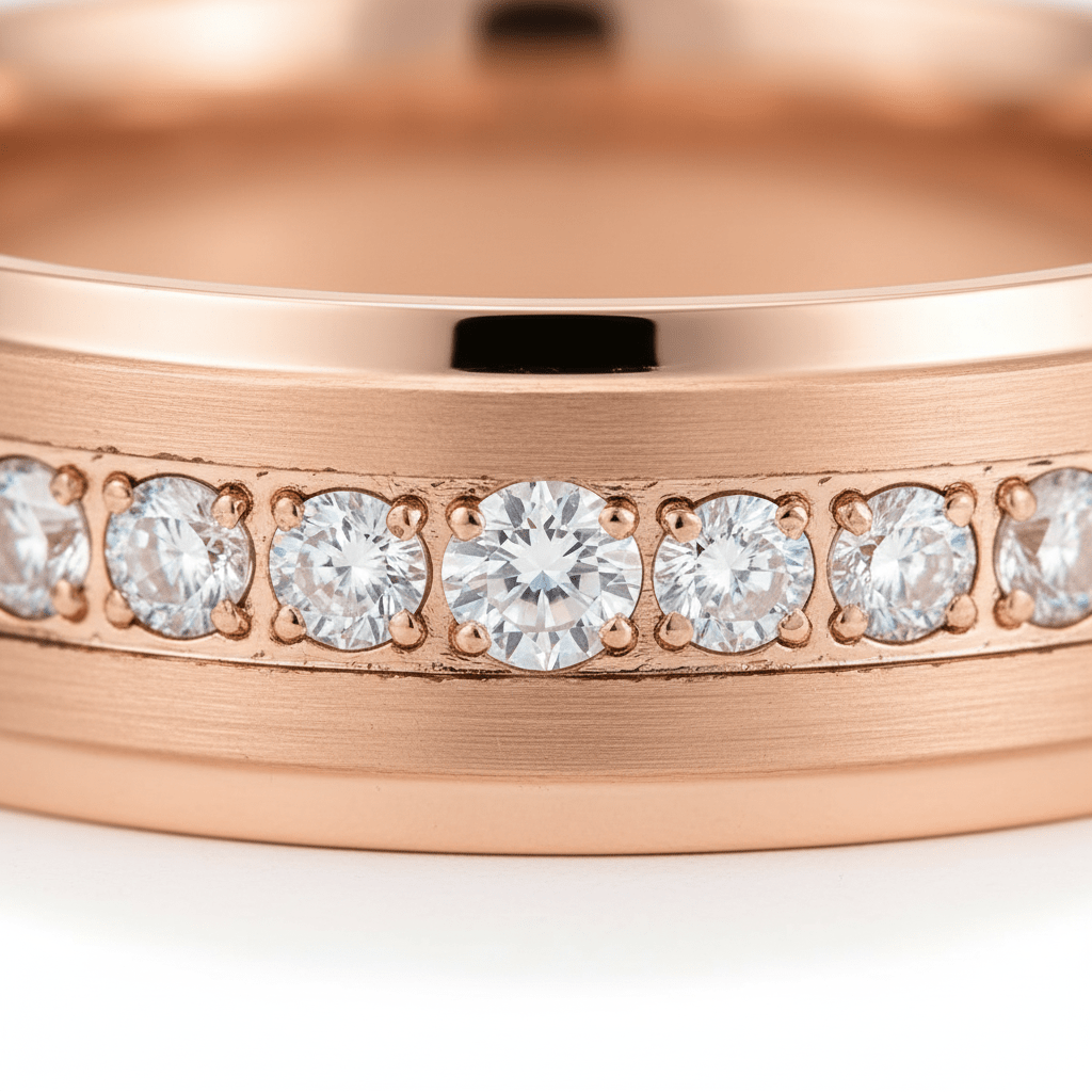 ENER — Extreme macro detail — men's tungsten wedding ring.