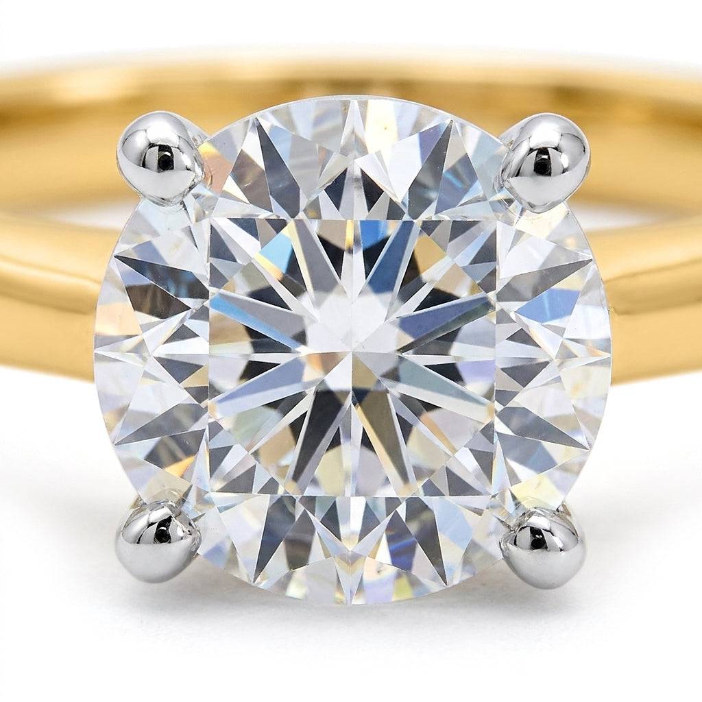 2 carat round lab grown diamond engagement ring - macro sparkle