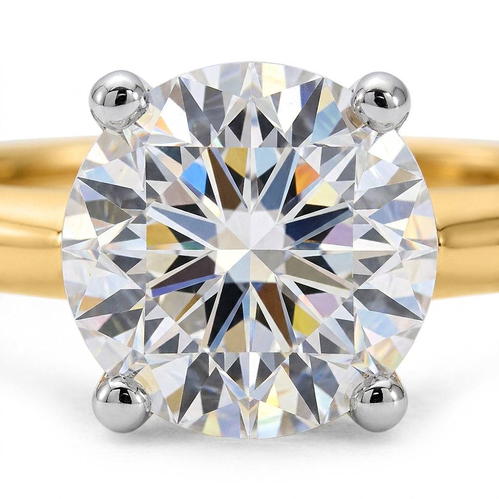 3 carat round lab grown diamond engagement ring - macro sparkle