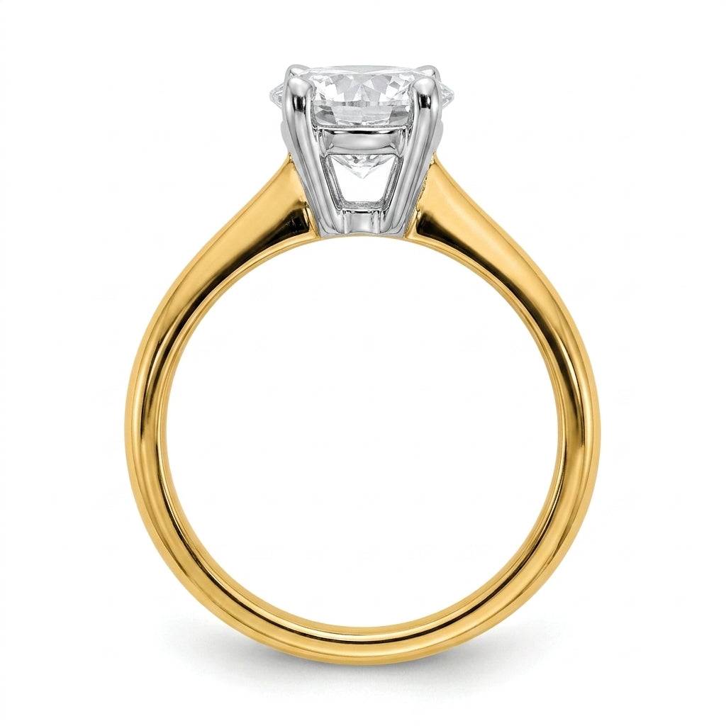 3 carat round lab grown diamond engagement ring - side profile