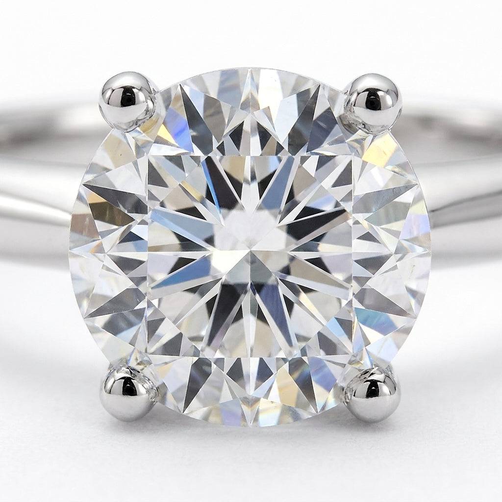3 carat round lab grown diamond engagement ring - macro sparkle