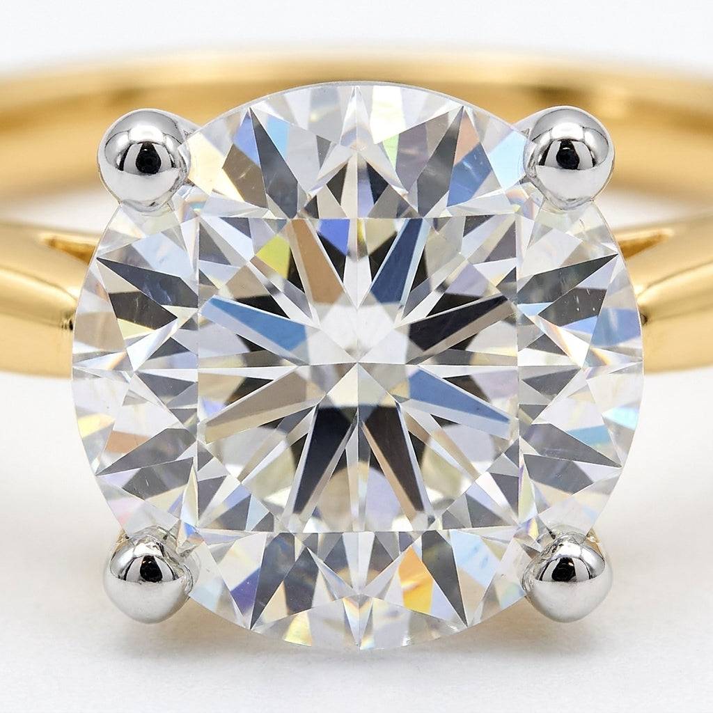 4 carat round lab grown diamond engagement ring - macro sparkle