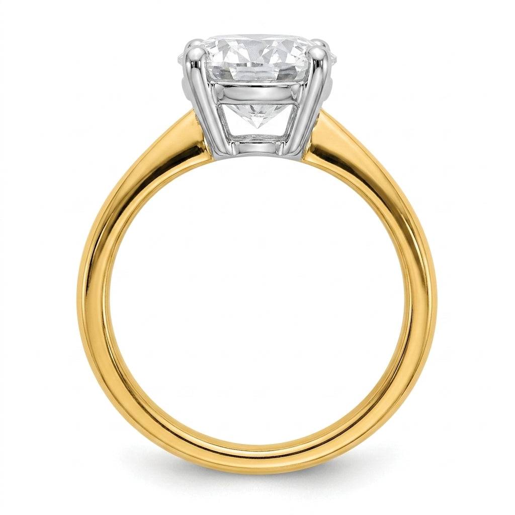 4 carat round lab grown diamond engagement ring - side profile