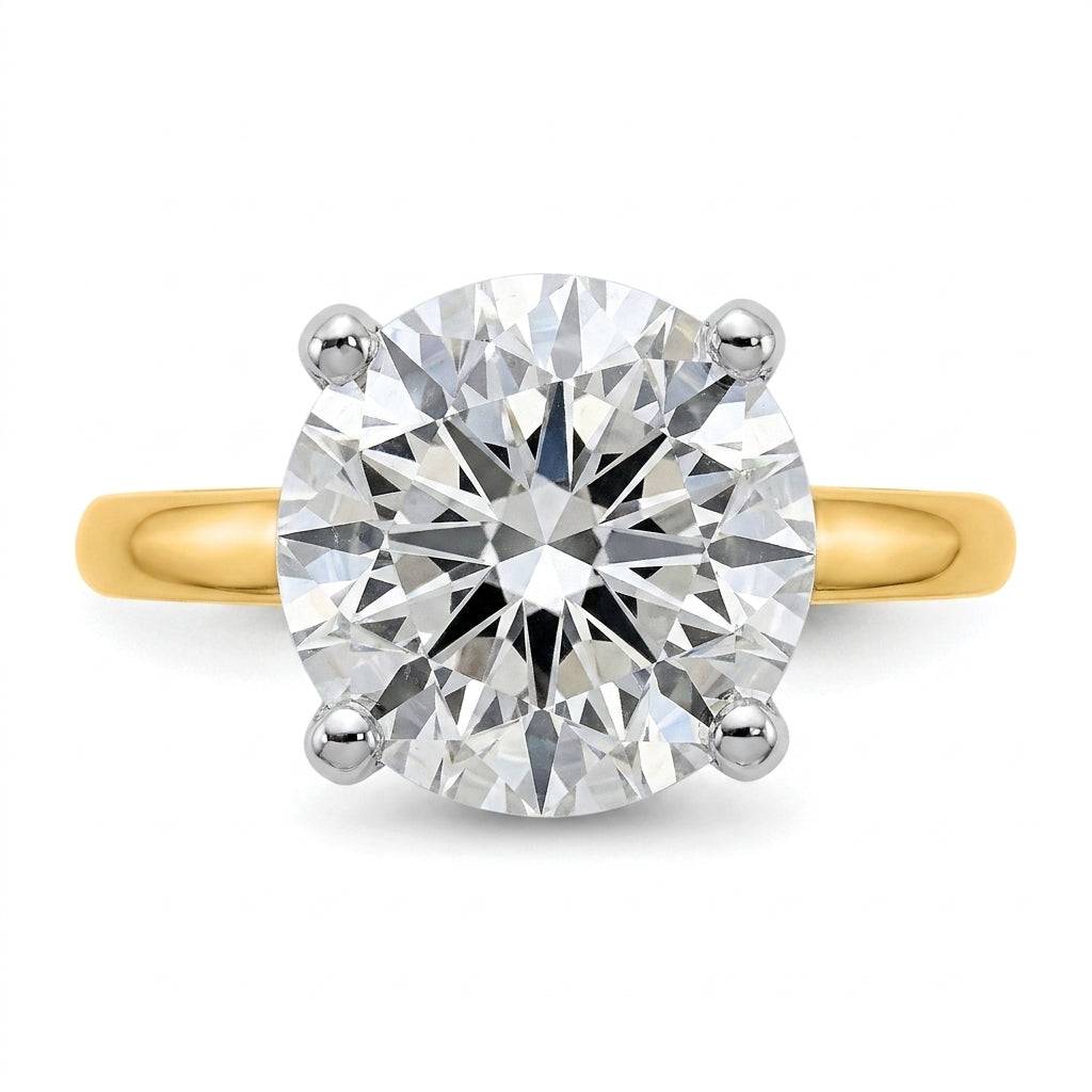 4 carat round lab grown diamond engagement ring - top down flat