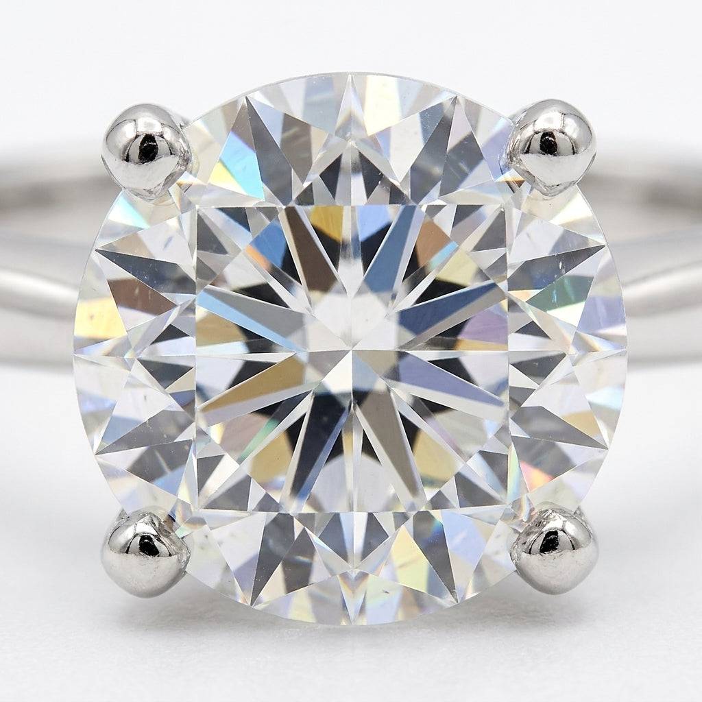 4 carat round lab grown diamond engagement ring - macro sparkle