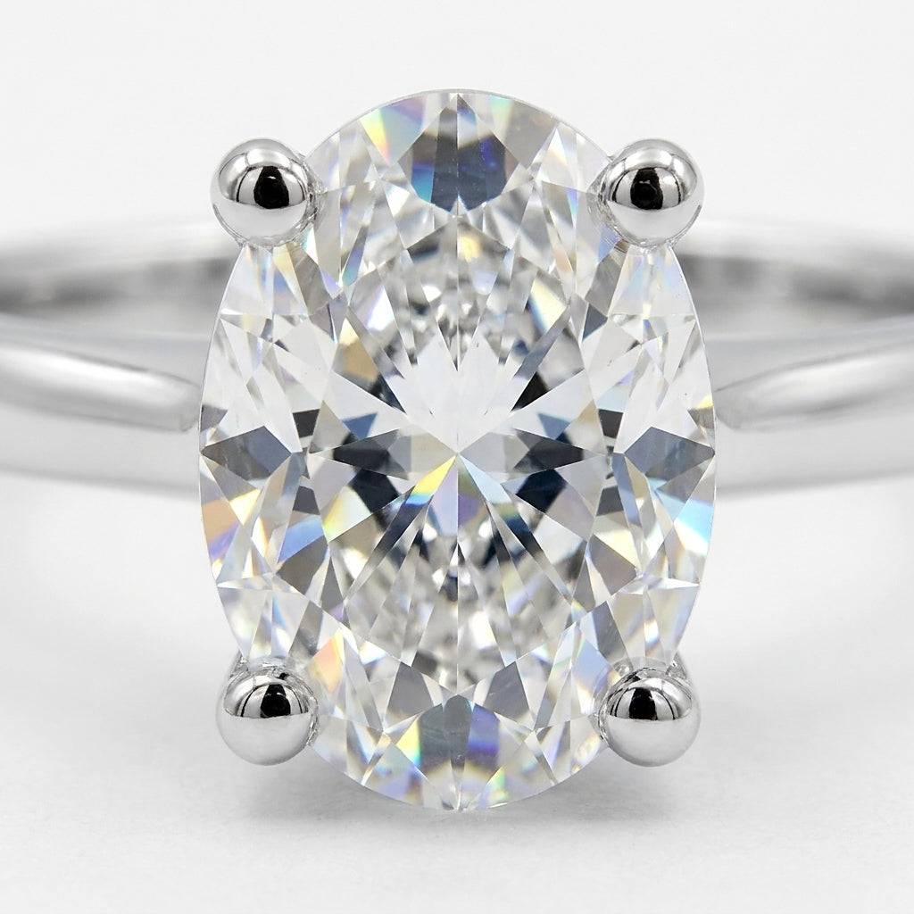 2 carat oval lab grown diamond engagement ring - macro sparkle