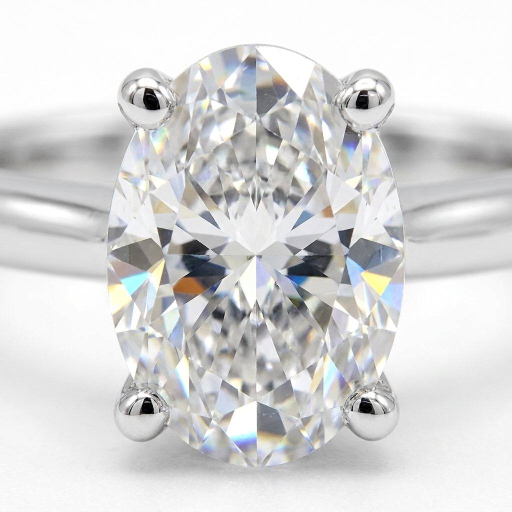 3 carat oval lab grown diamond engagement ring - macro sparkle