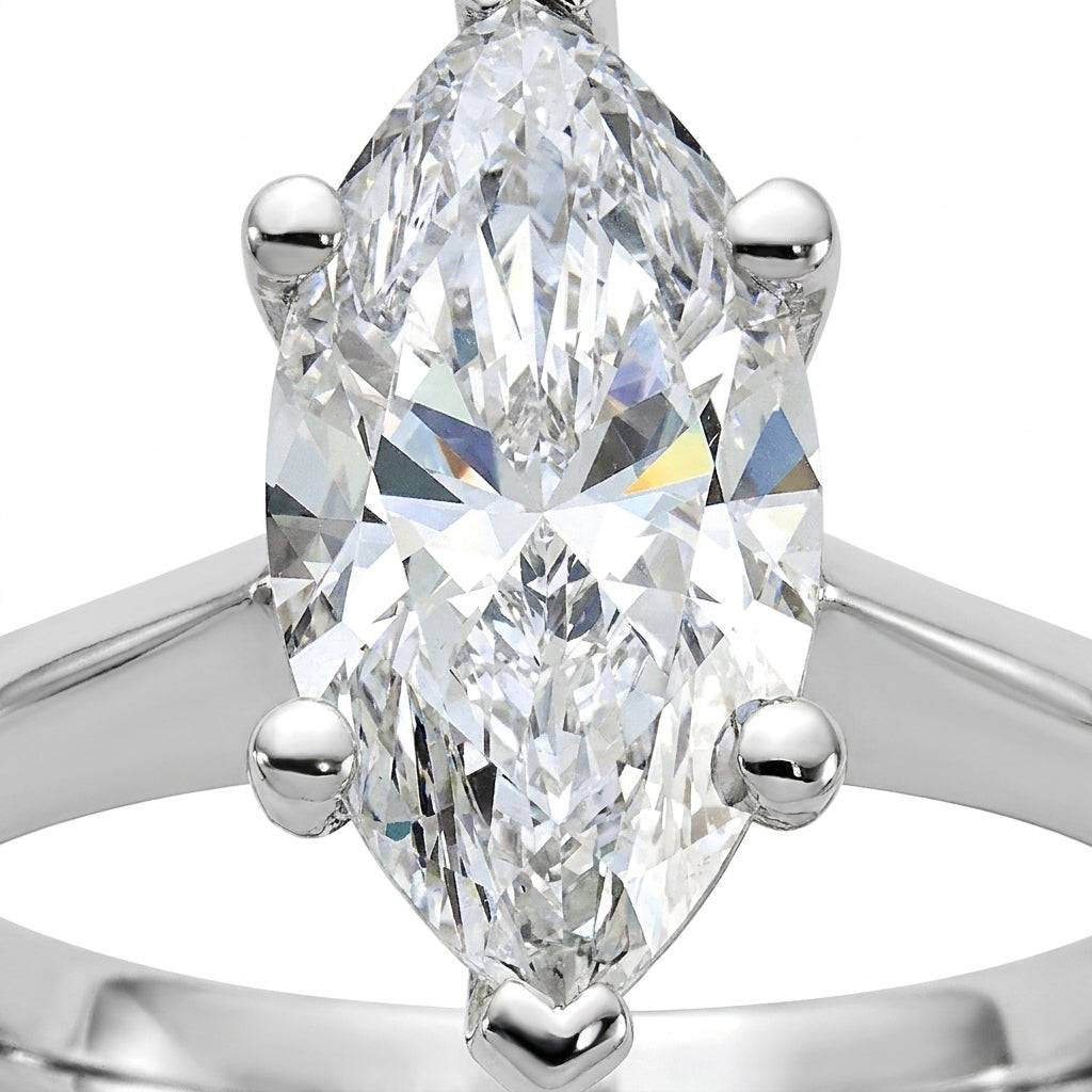 2 carat marquise lab grown diamond engagement ring - macro sparkle