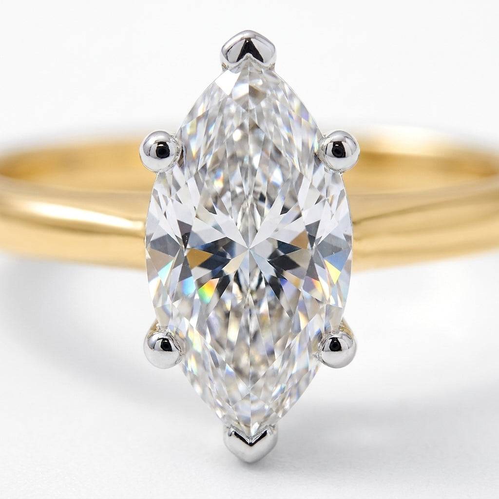 3 carat marquise lab grown diamond engagement ring - macro sparkle