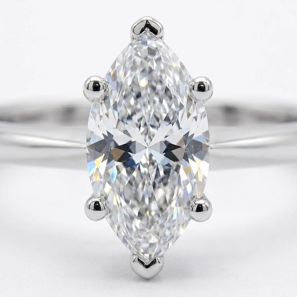 3 carat marquise lab grown diamond engagement ring - macro sparkle