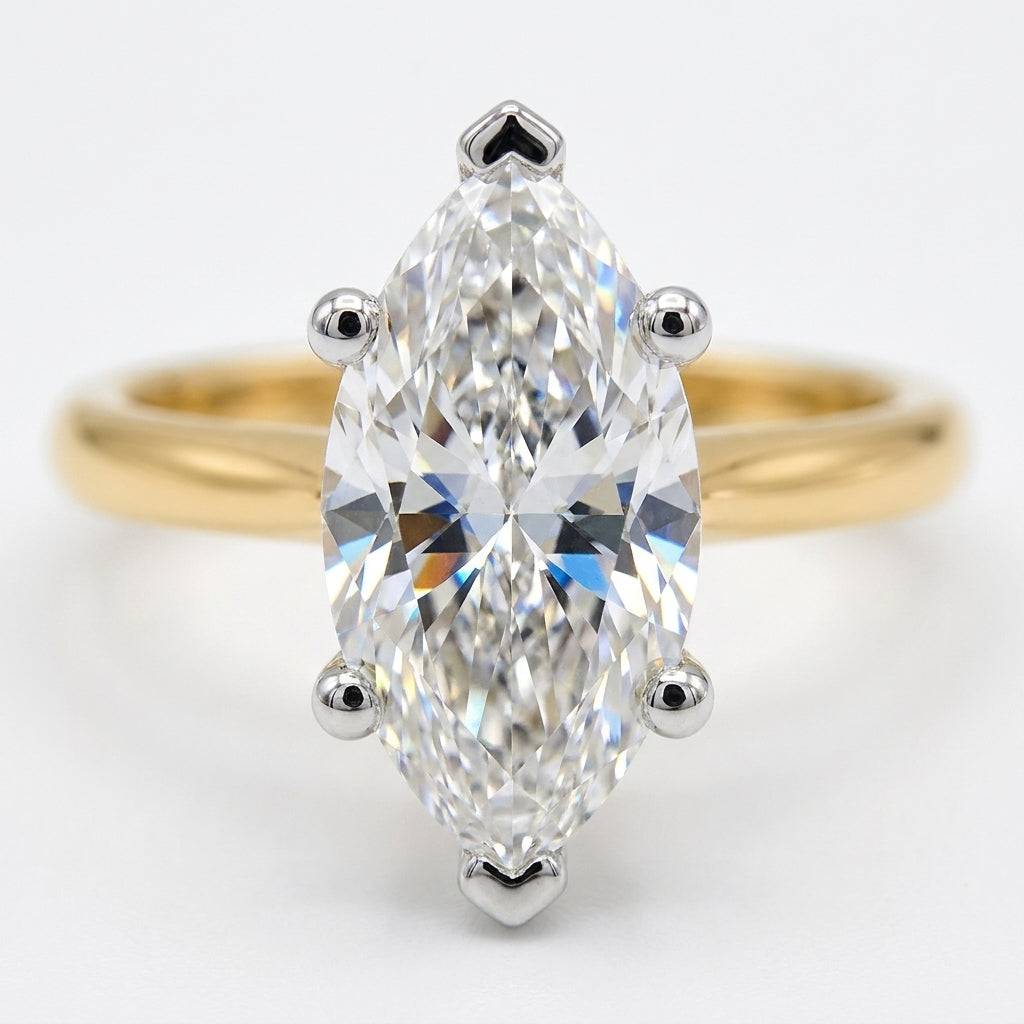 4 carat marquise lab grown diamond engagement ring - macro sparkle