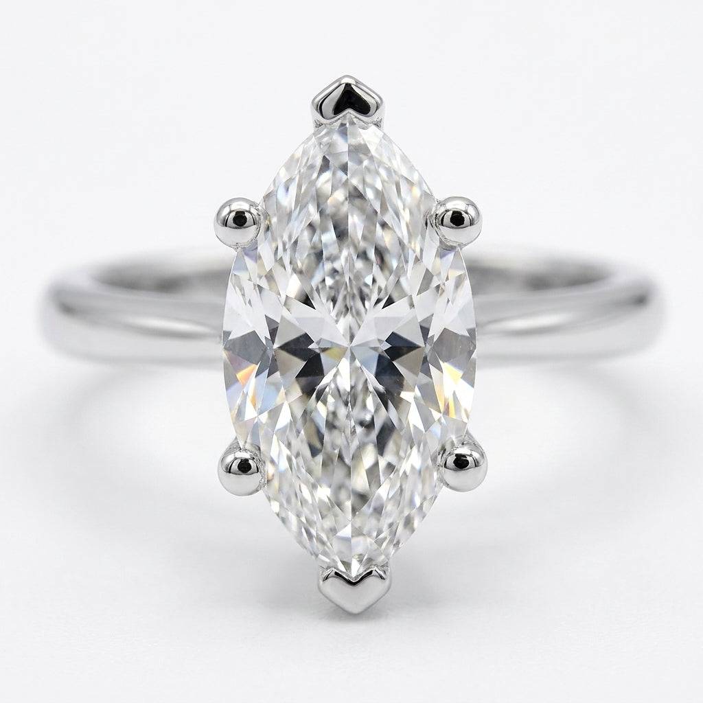 4 carat marquise lab grown diamond engagement ring - macro sparkle