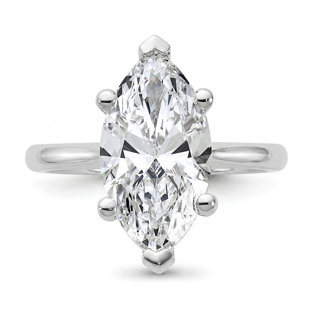 4 carat marquise lab grown diamond engagement ring - top down flat
