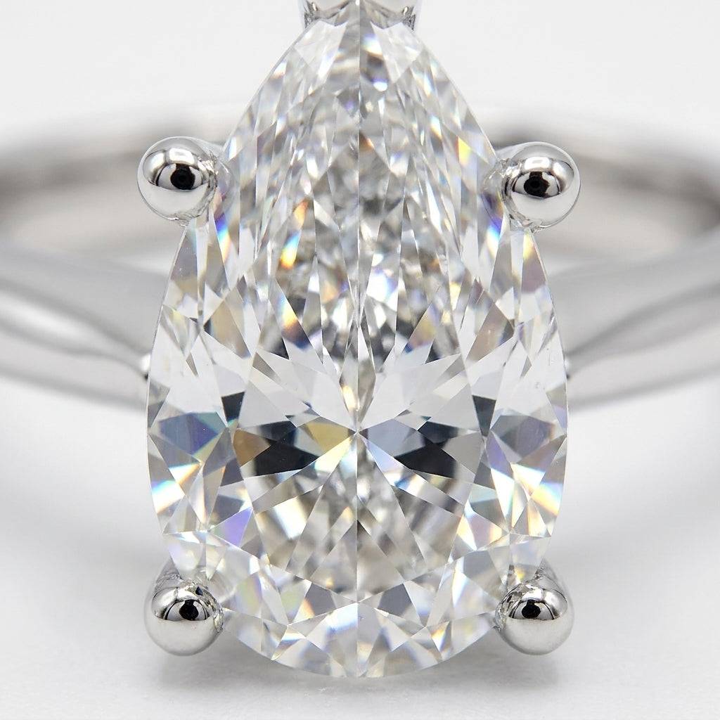 2 carat pear lab grown diamond engagement ring - macro sparkle