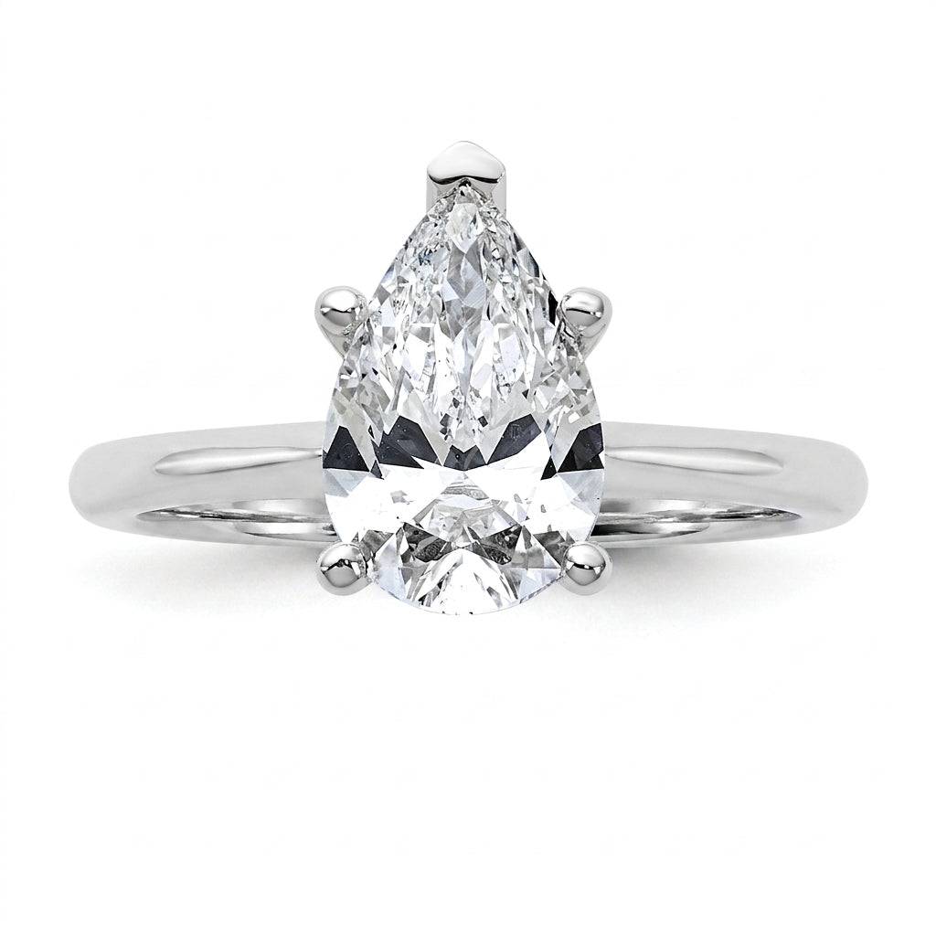 2 carat pear lab grown diamond engagement ring - top down flat