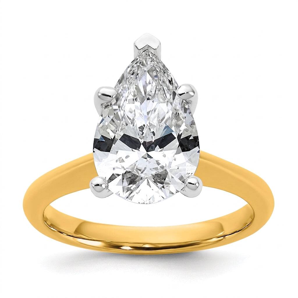 3 carat pear lab grown diamond engagement ring - top down flat