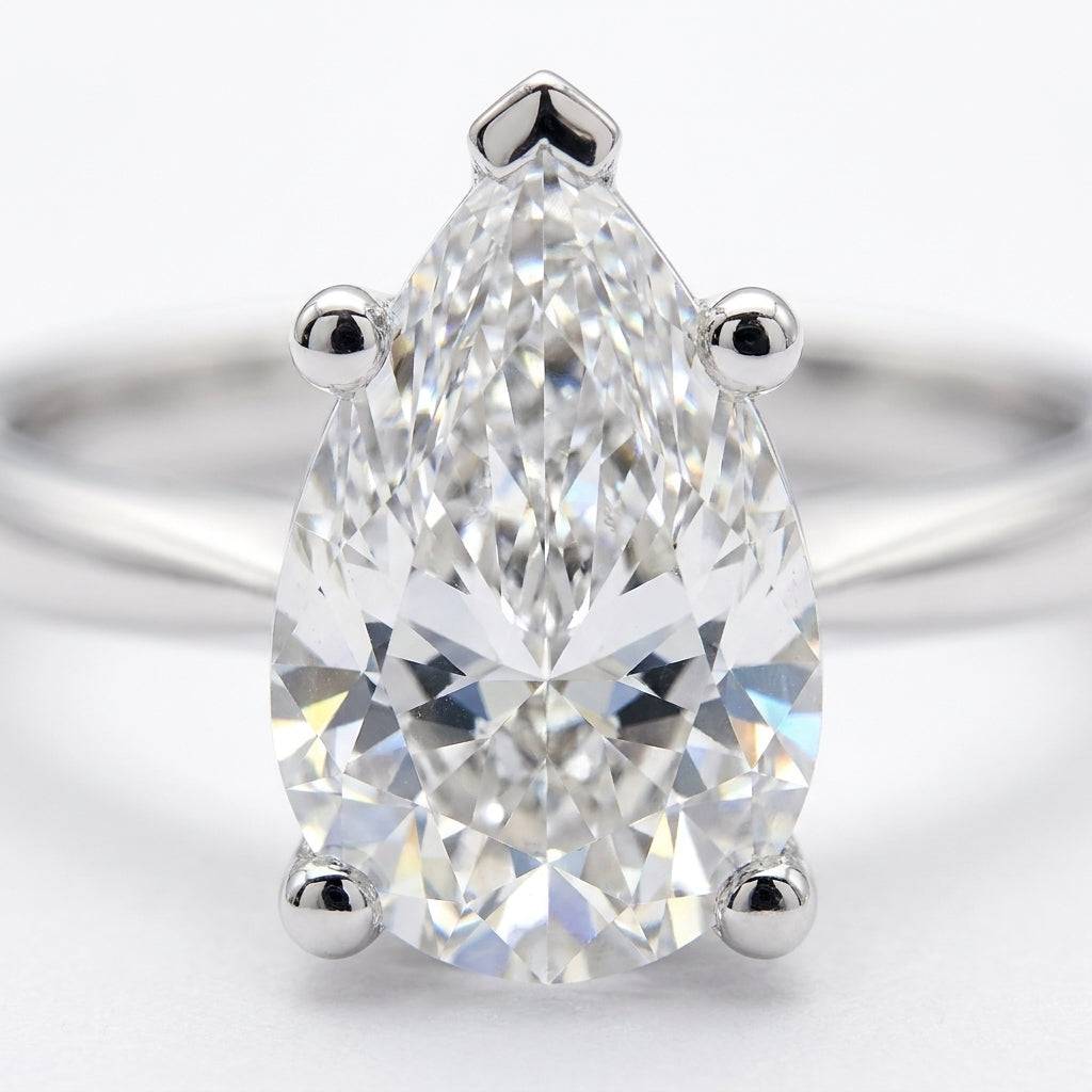4 carat pear lab grown diamond engagement ring - macro sparkle