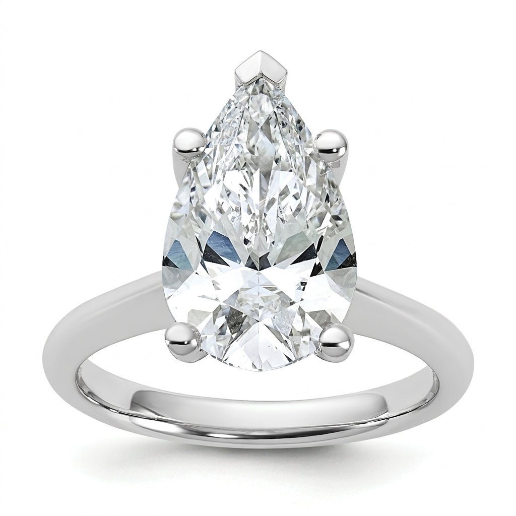 4 carat pear lab grown diamond engagement ring - top down flat