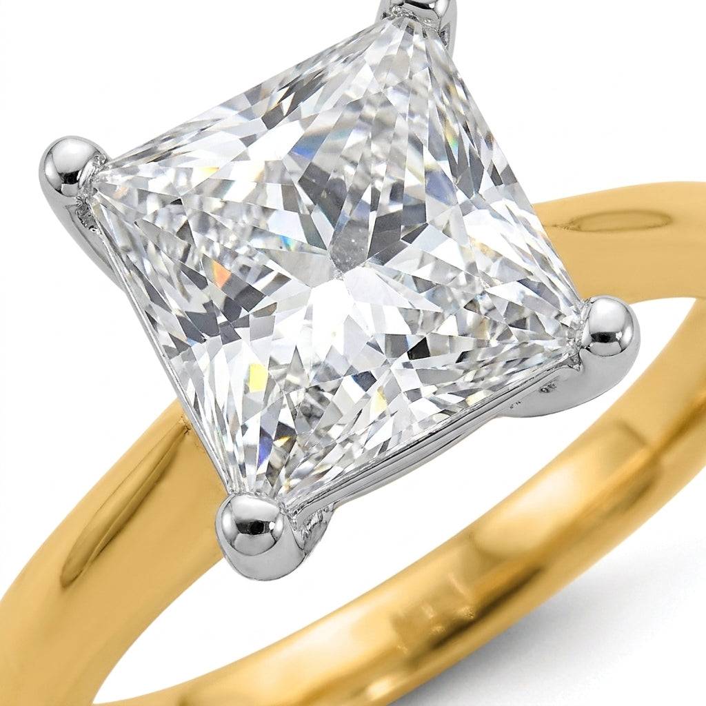 2 carat princess lab grown diamond engagement ring - macro sparkle