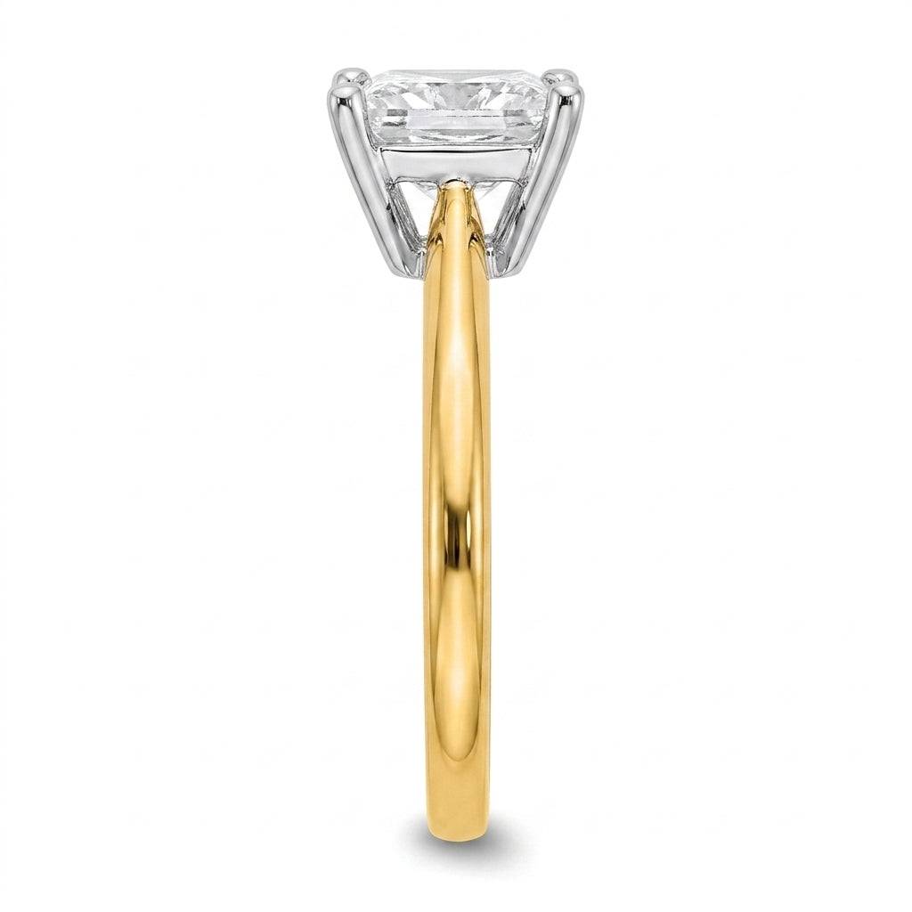 2 carat princess lab grown diamond engagement ring - side profile