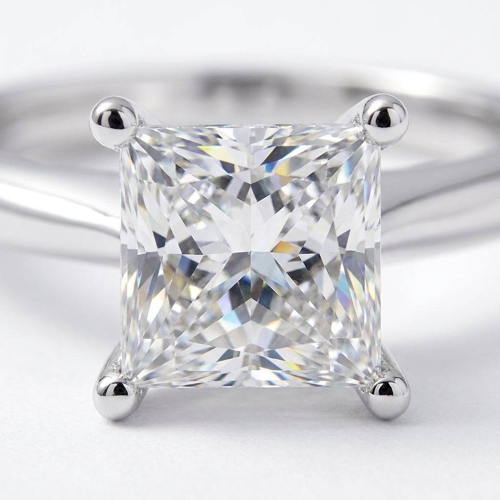 2 carat princess lab grown diamond engagement ring - macro sparkle