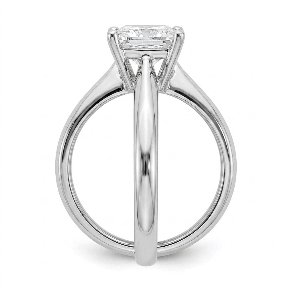 2 carat princess lab grown diamond engagement ring - side profile