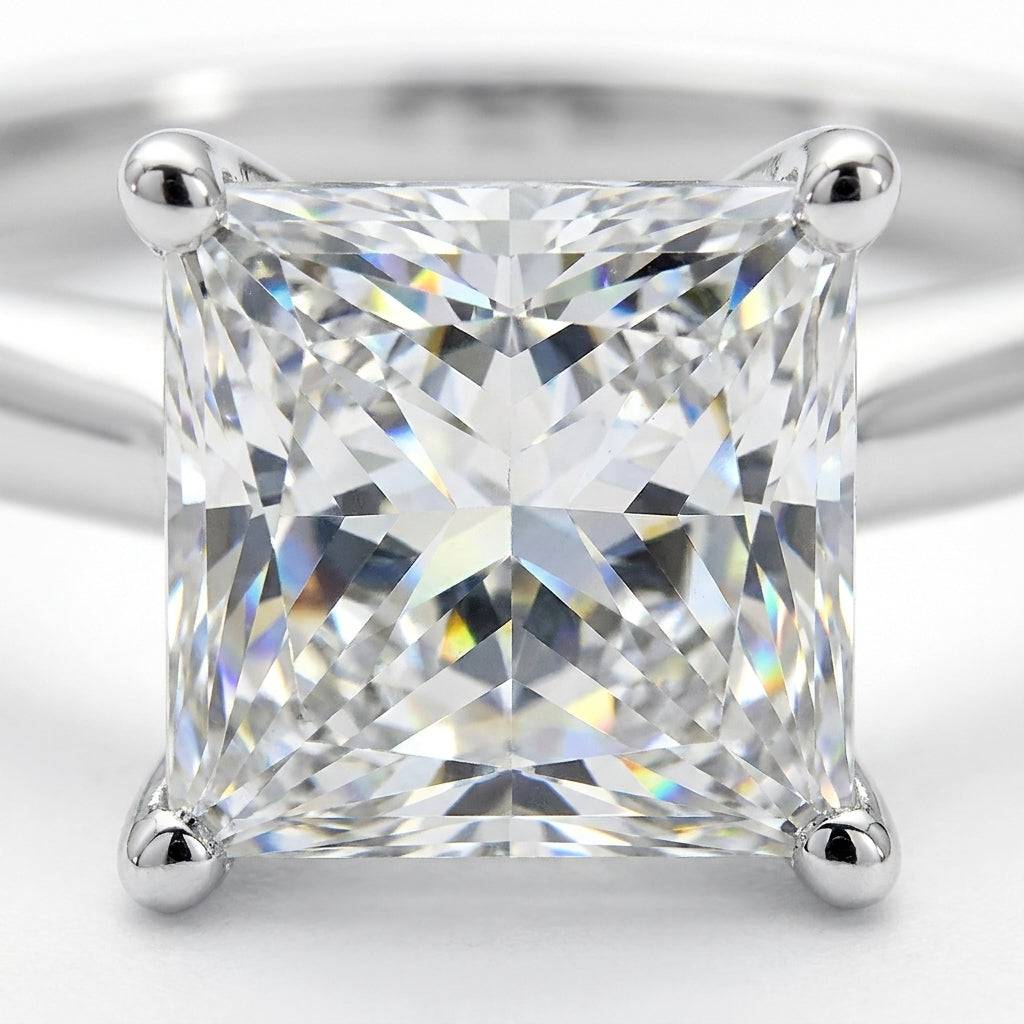 3 carat princess lab grown diamond engagement ring - macro sparkle