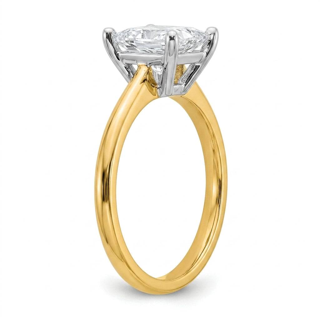 4 carat princess lab grown diamond engagement ring - side profile
