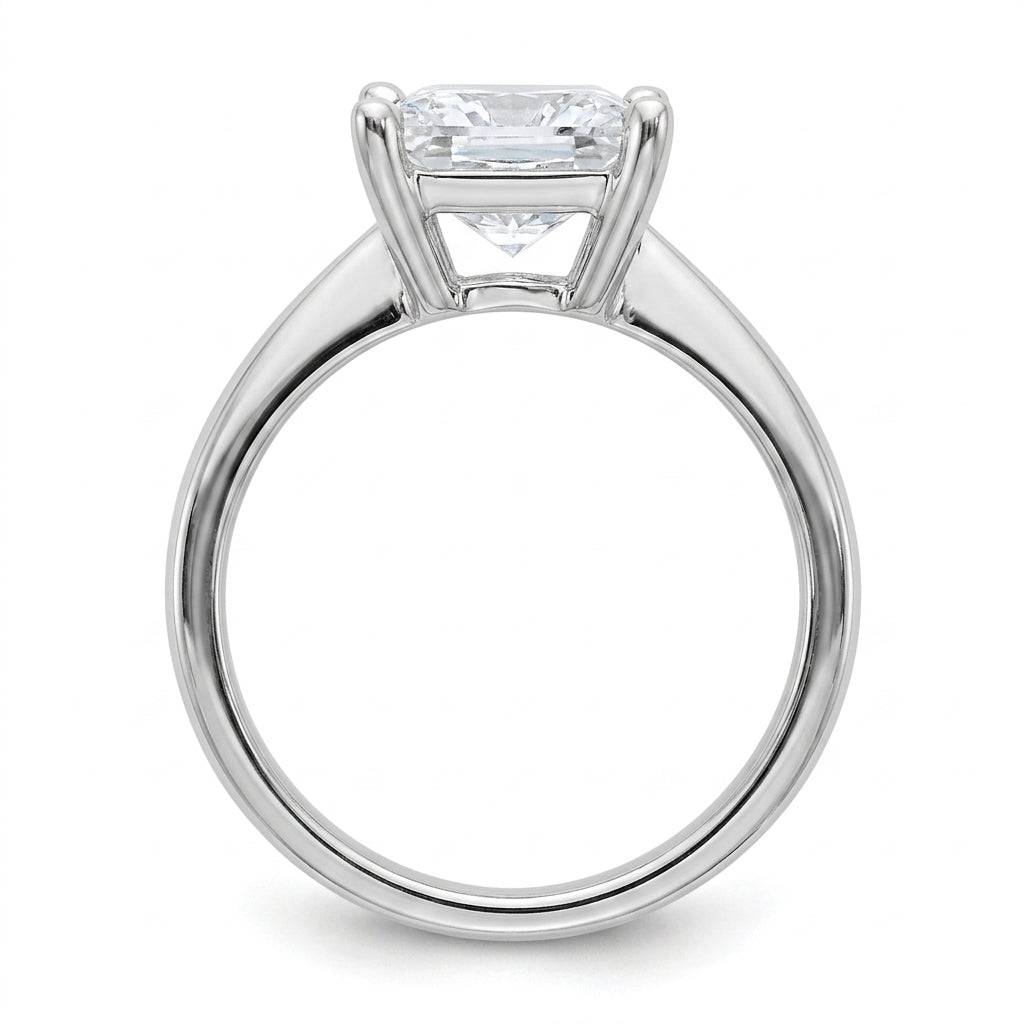 4 carat princess lab grown diamond engagement ring - side profile