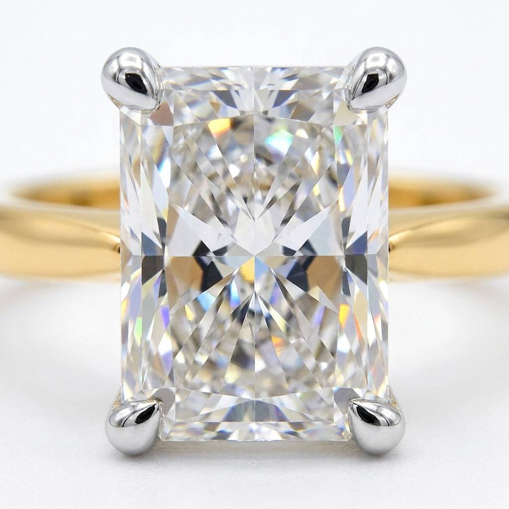 2 carat radiant lab grown diamond engagement ring - macro sparkle