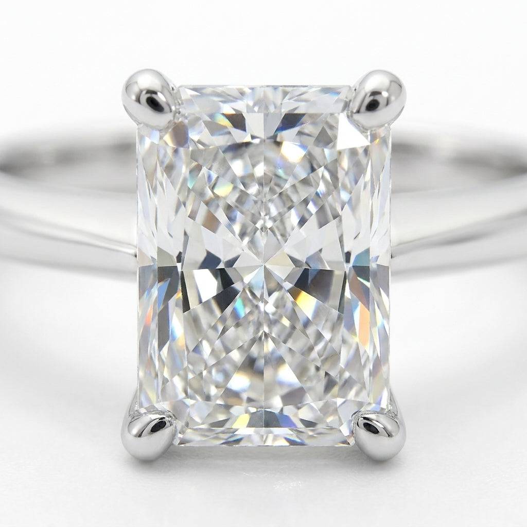 2 carat radiant lab grown diamond engagement ring - macro sparkle