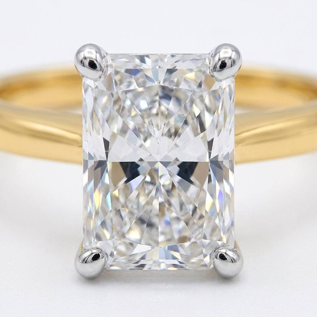 3 carat radiant lab grown diamond engagement ring - macro sparkle