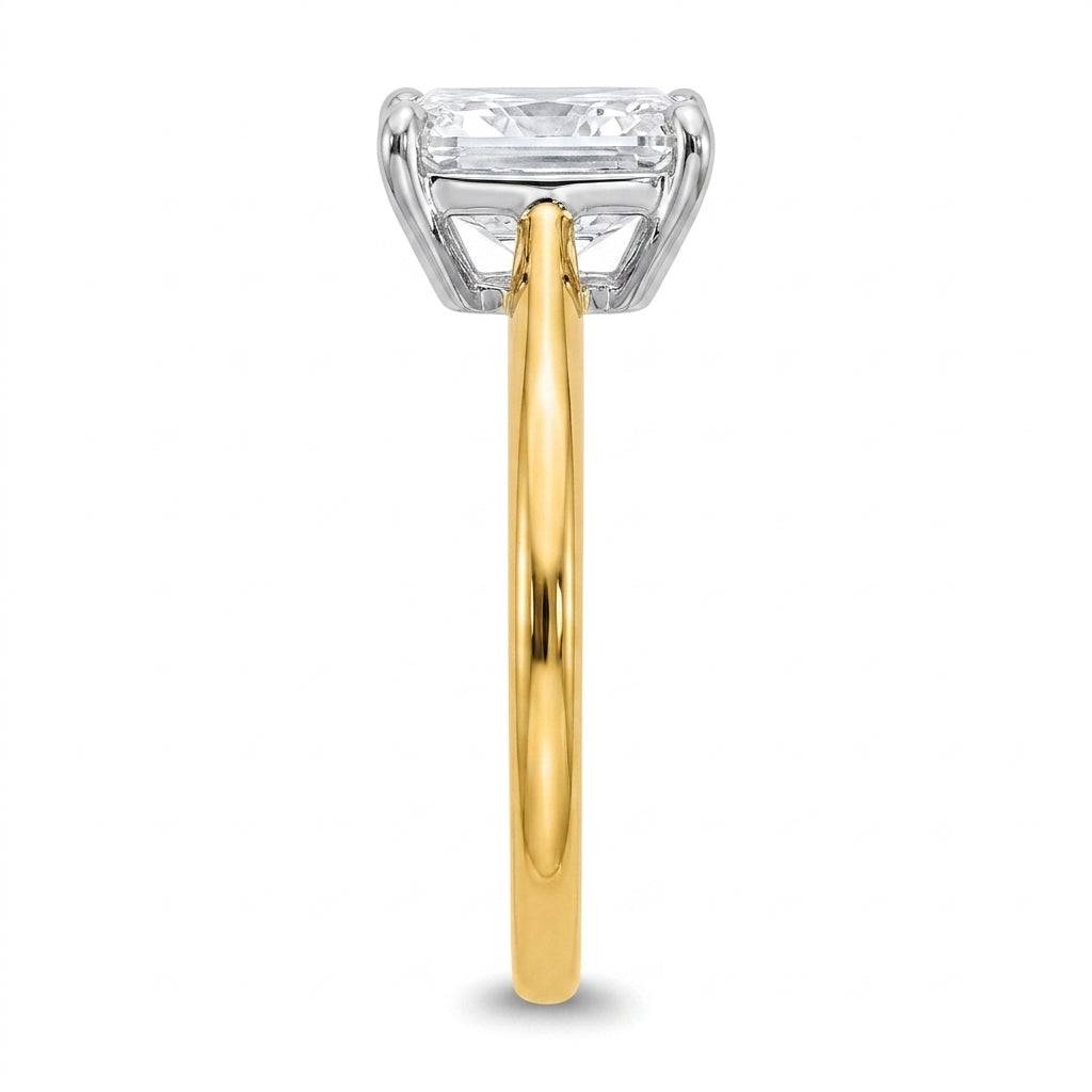 3 carat radiant lab grown diamond engagement ring - side profile