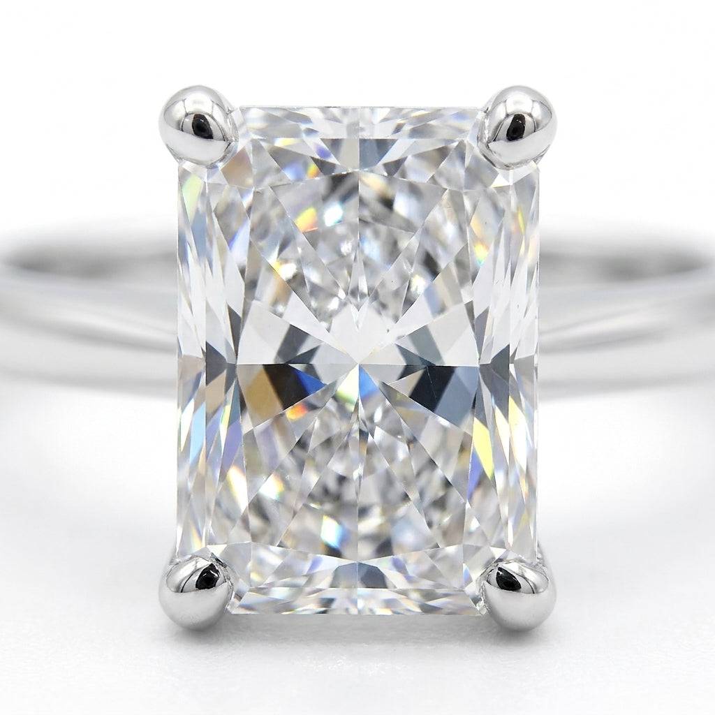 3 carat radiant lab grown diamond engagement ring - macro sparkle