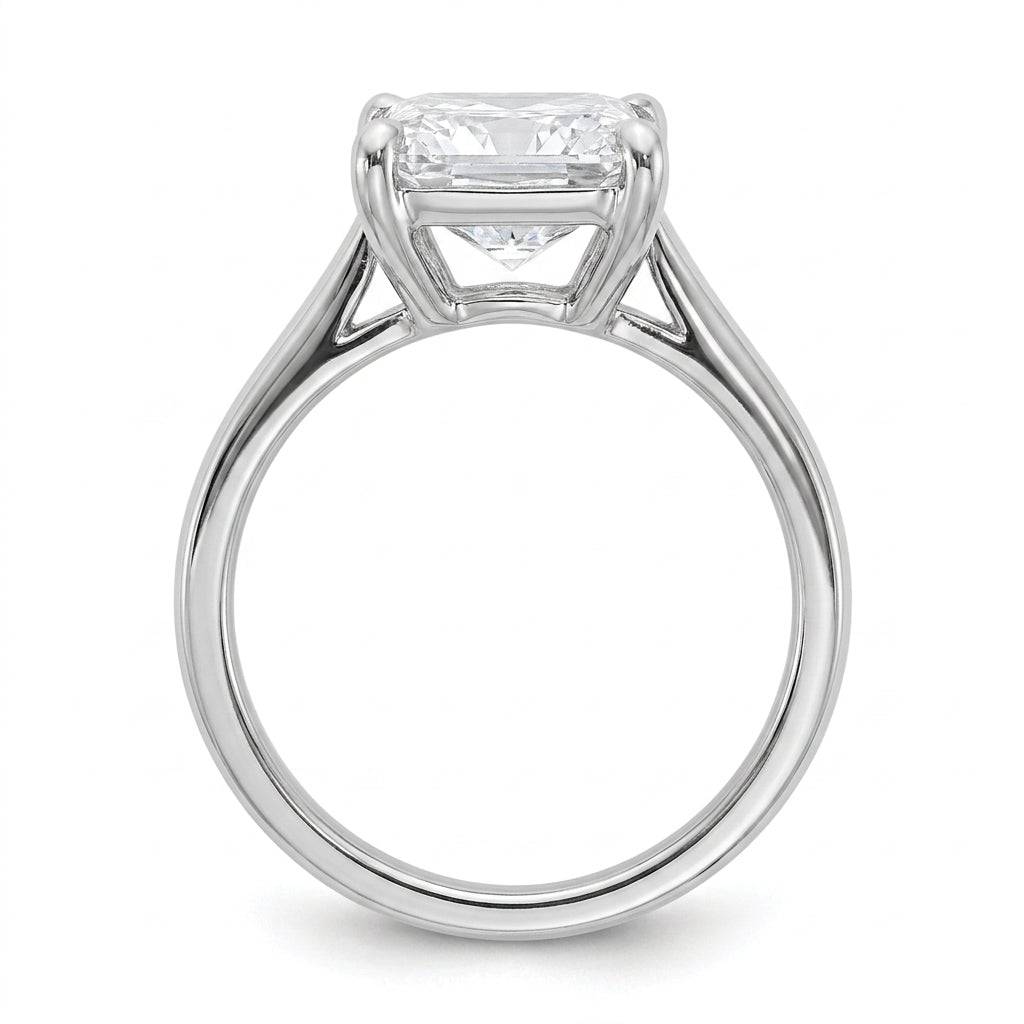 3 carat radiant lab grown diamond engagement ring - side profile
