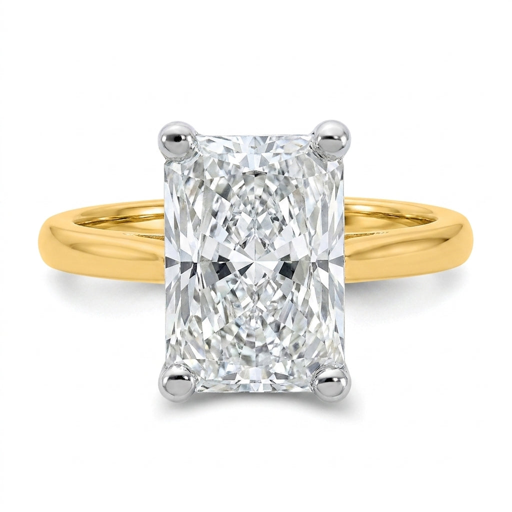 4 carat radiant lab grown diamond engagement ring - top down flat
