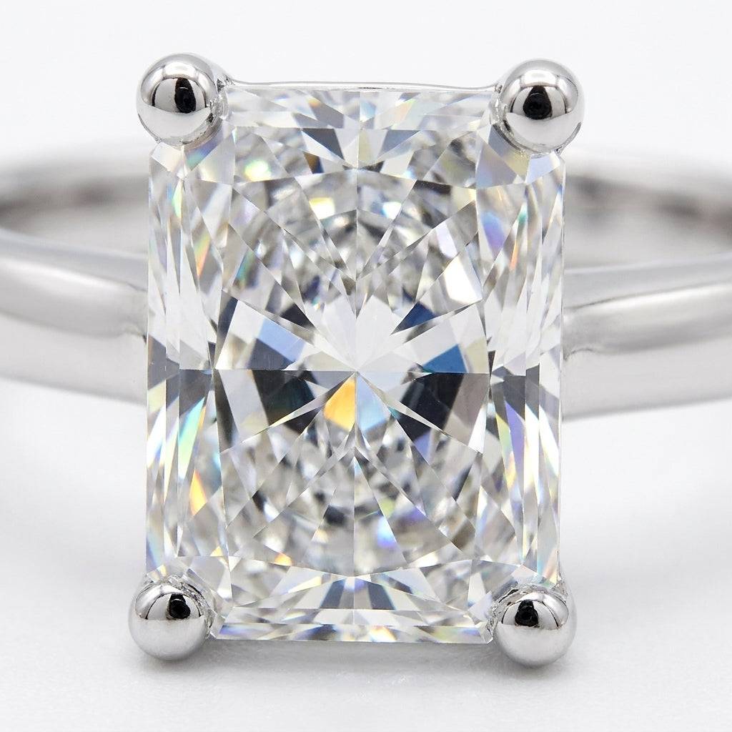 4 carat radiant lab grown diamond engagement ring - macro sparkle