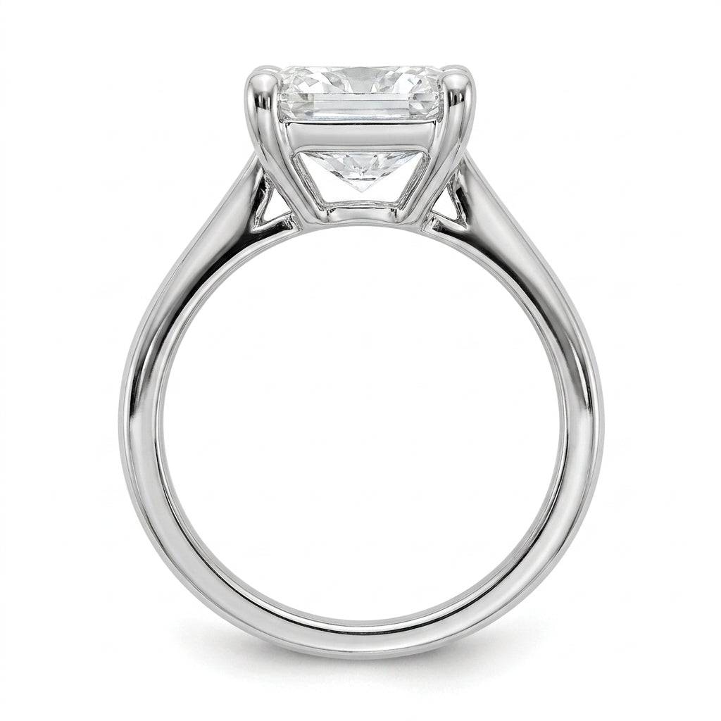 4 carat radiant lab grown diamond engagement ring - side profile