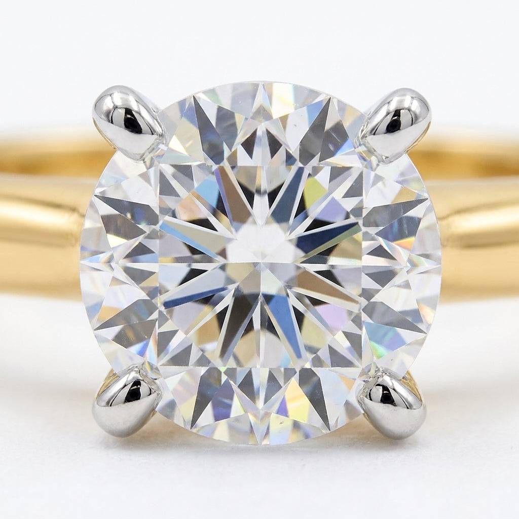 1 carat round lab grown diamond engagement ring - macro sparkle