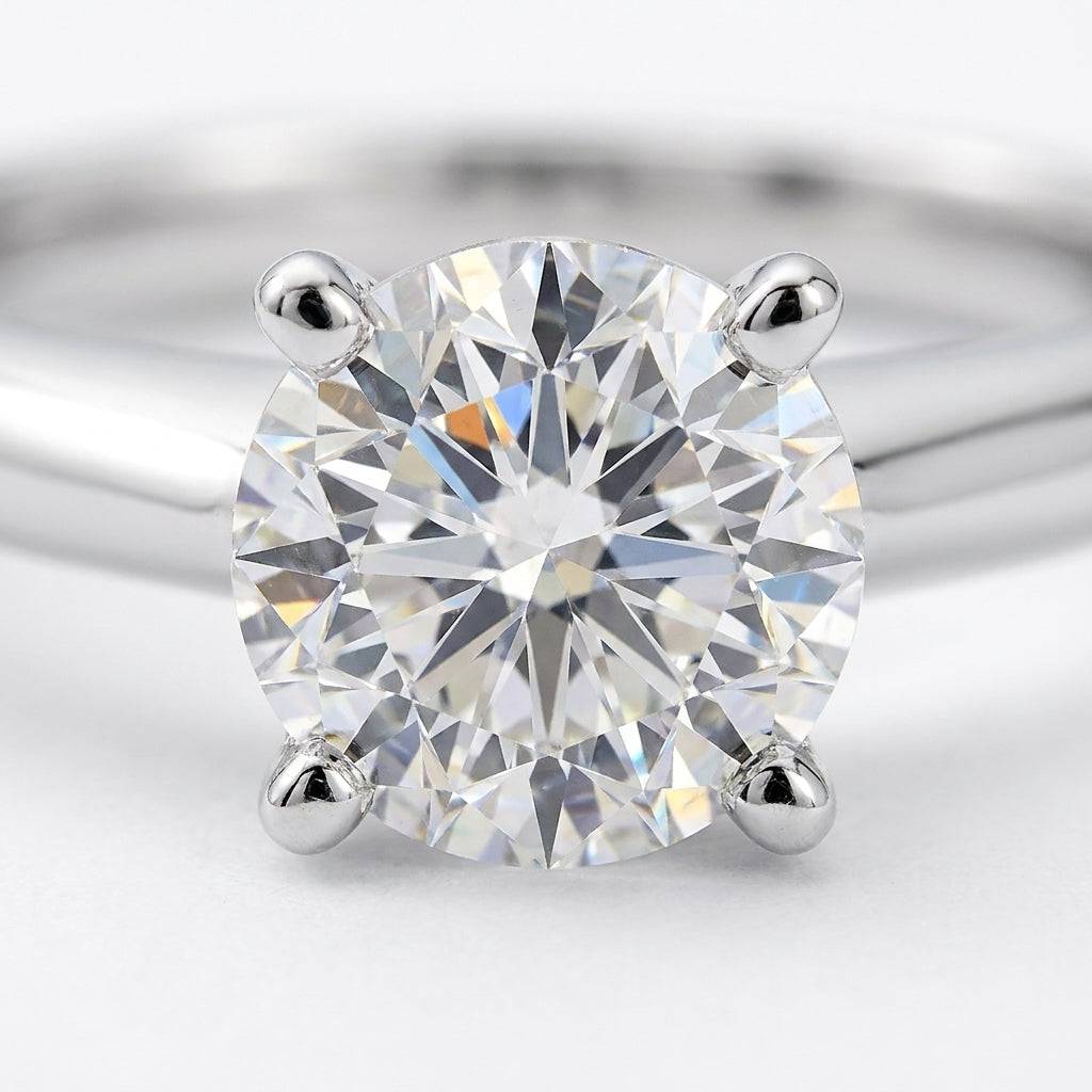 1 carat round lab grown diamond engagement ring - macro sparkle