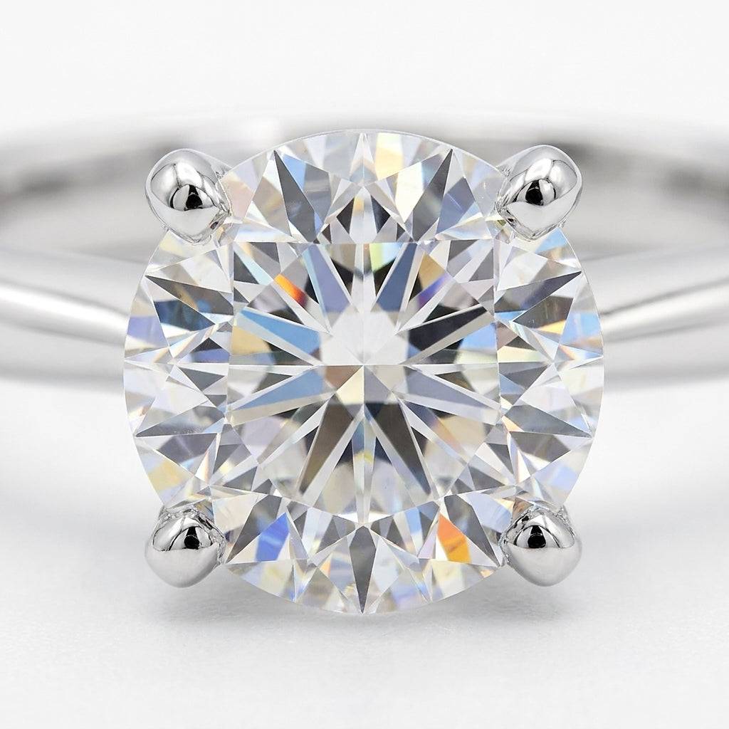 1.5 carat round lab grown diamond engagement ring - macro sparkle