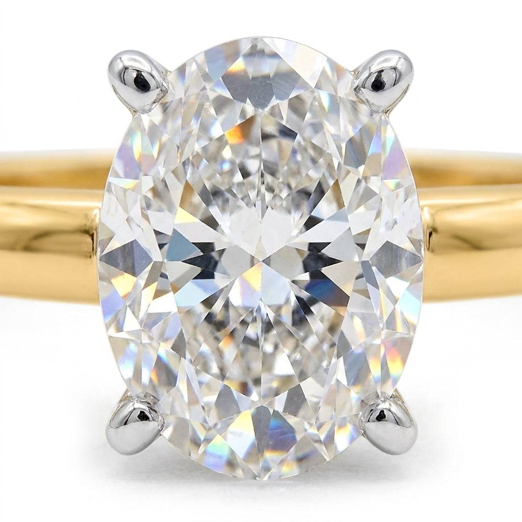 1 carat oval lab grown diamond engagement ring - macro sparkle