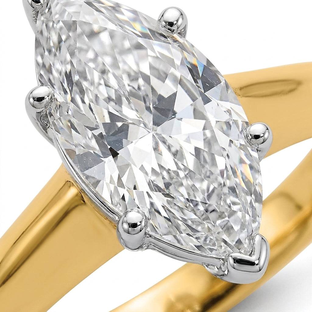 1 carat marquise lab grown diamond engagement ring - macro sparkle