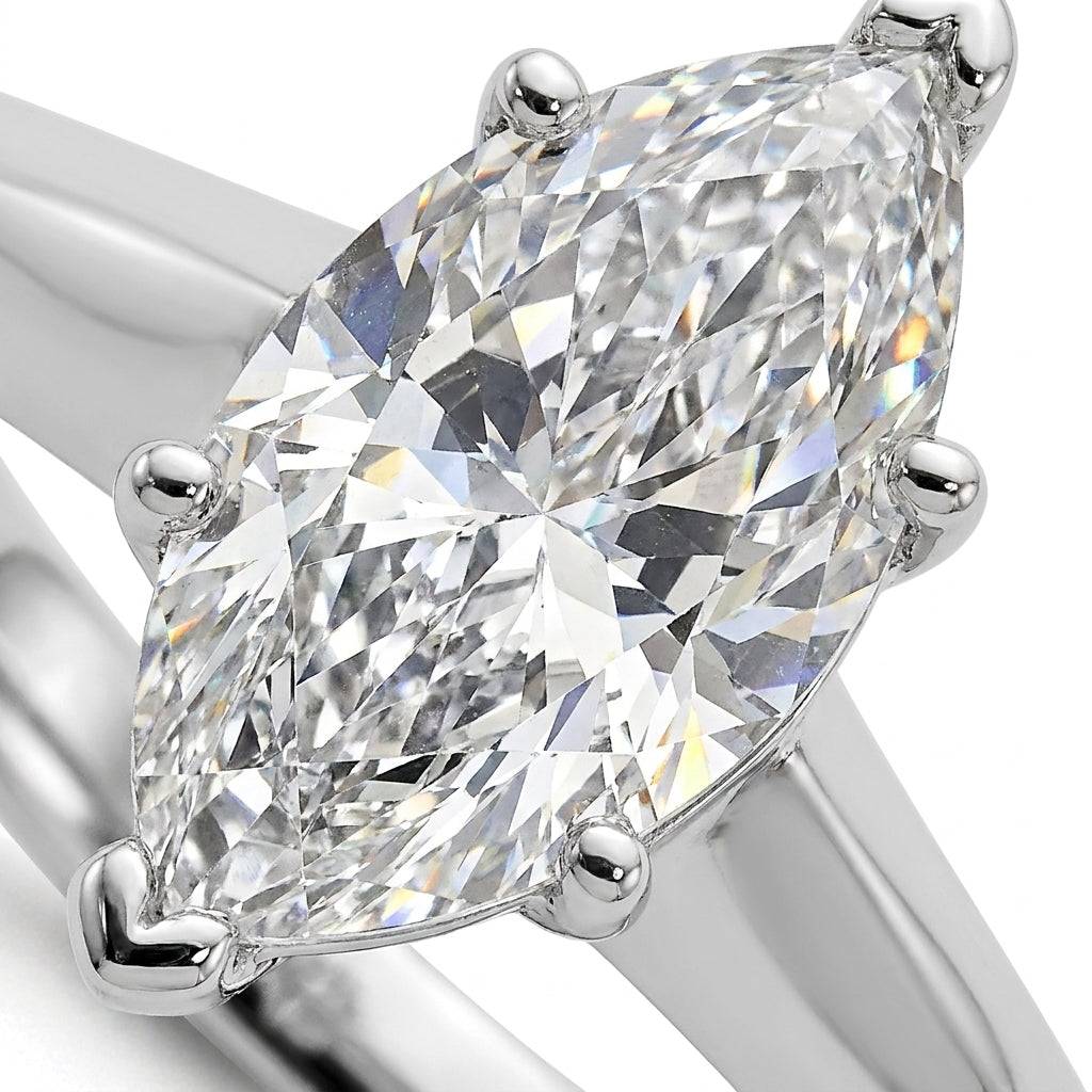 1 carat marquise lab grown diamond engagement ring - macro sparkle