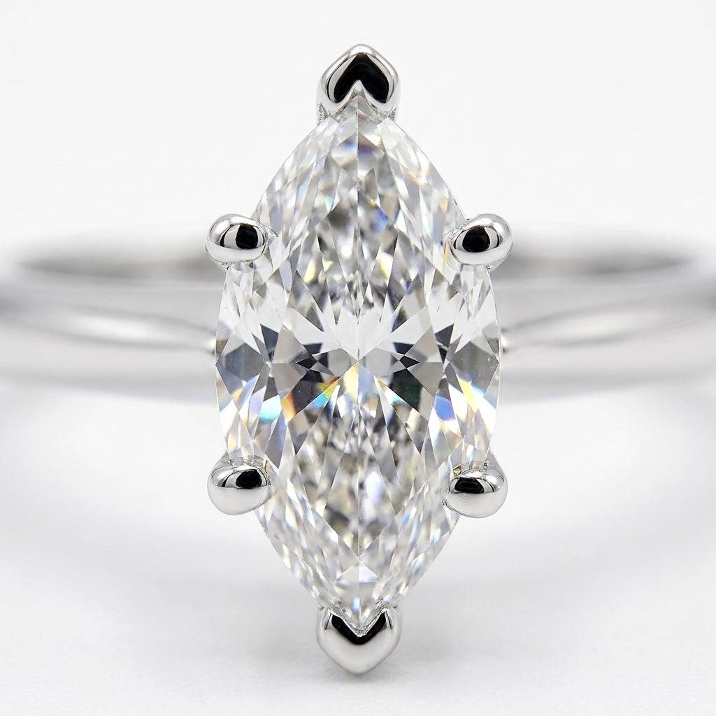 1.5 carat marquise lab grown diamond engagement ring - macro sparkle